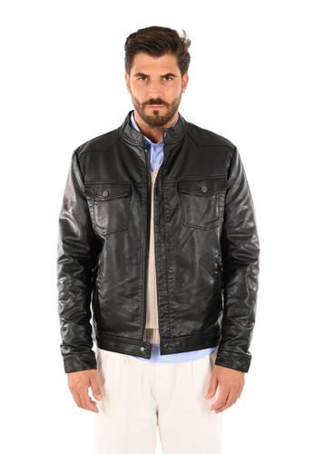 Men winter leather jacket - men's,